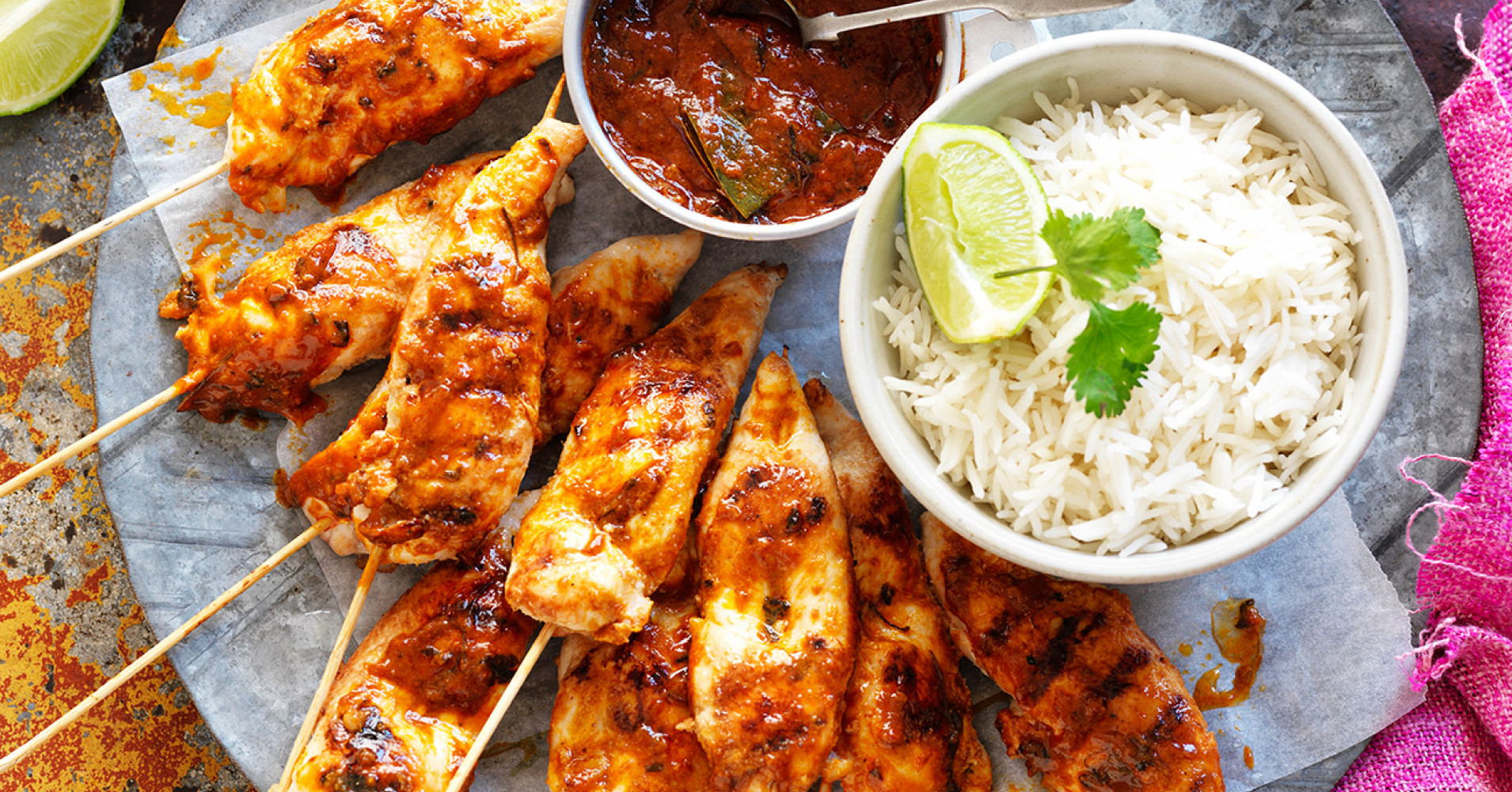 Butter Chicken Skewers with Salad Recipe | myfoodbook | BBQ Chicken Skewers Recipe